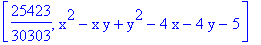 [25423/30303, x^2-x*y+y^2-4*x-4*y-5]
